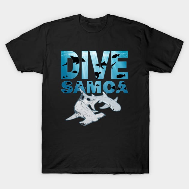 Hammerhead and Whitetip Reef Shark Dive Samoa T-Shirt by NicGrayTees